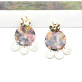 2021 AW collection round rainbow acetate acrylic stud dangle charm earrings